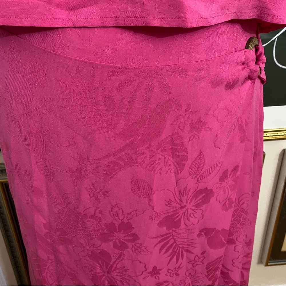Tommy Bahama paradise found silk pink halter top maxi wrap skirt set sz 16 $225 - Picture 9 of 9